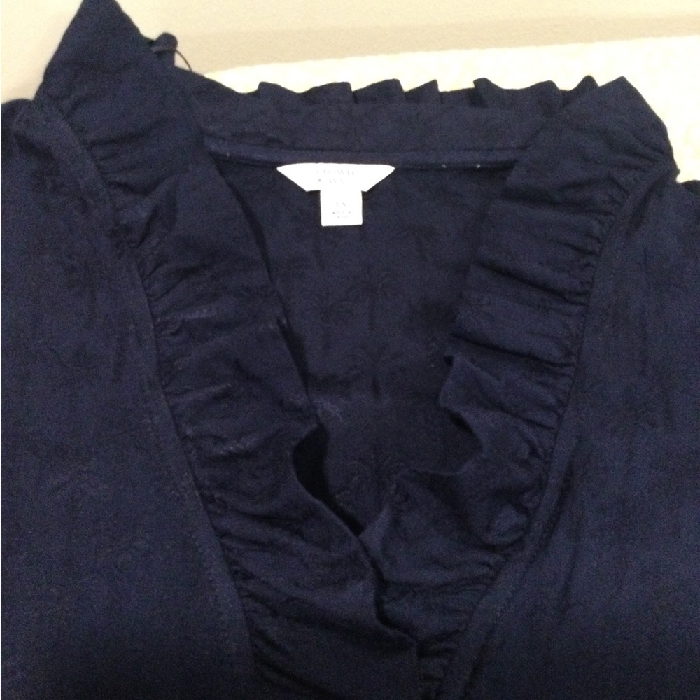 Navy Ruffled Blouse